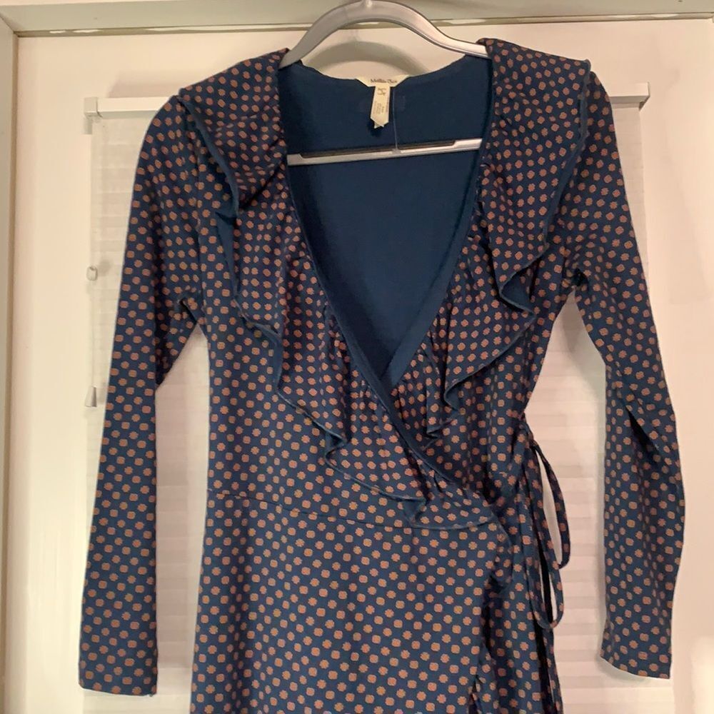 Matilda Jane Teal Ruffle‎ Wrap Fall Dress Small - Picture 3 of 9